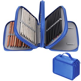 Large Colored Pencil Case High Capacity Zipper Pen Bag 72 Slots 4 Layers Pen Organiser Stationery Pouch Bag Case Paint Brush Holder Storage For Office School Artist Sketch Drawing Pencils Holder