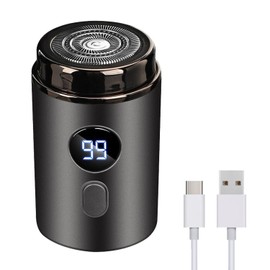 Mini afeitadora eléctrica con bolsillos para hombres, gran cabezal de afeitado flotante, afeitado rápido, mini afeitadora portátil IPX7, pantalla LED de carga USB C, ideal para viajes, automóvil, uso