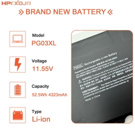 HPXXDJA PG03XL Laptop Battery for HP Pavilion Gaming 15-DK 15T-DK 15-EC 15-DK0XXX 15-DK0056WM 15-DK0055NR 15T-DK200 15-EC0013DX 16-A 16-A0032DX 16-A0035NR Series Notebook L48495-005 L48430-2C1