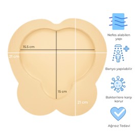 Luofucon Silikon Jel Yapışkan Kenarlı Çok Katmanlı Köpük Yara Örtüsü 21x21cm (Sakrum)