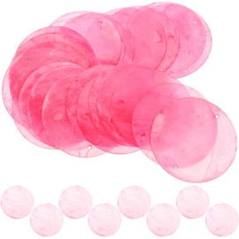 Sewroro Pack of 100 Round Capiz Shells Capiz Shells Decoration Capiz Shell Wind Chime Flat Shell Coin with Double Holes for Crafts Decoration Jewellery Making Pink