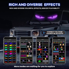 Devil Eyes Light for Cars, 4.72" x 23.43" Flex LED Display Programmable Remote and Bluetooth APP Control for Windows of Cars and Small to Medium-Sized Trucks