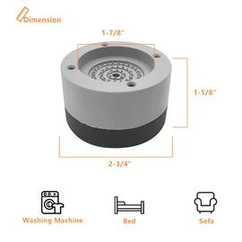 LBG Products Anti Vibration Pads for Washing Machine,Shock and Noise Absorber Waher and Dryer Feet Pads,Adjustable Height Washing Machine Mat,Anti Walk AMD Slip,Set of 4,Grey