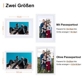 Spotjoy Picture Frame 15 x 20 cm Wooden Frame Poster Frame with Mounts MDF Frame Set of 3 White