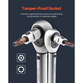 VEVOR Torx Bit Socket Set, 34-Piece Solid Star and Tamper Proof T6-T70, S2 Alloy Steel and Cr-V Steel, 1/4 in, 3/8 in, and 1/2 in Drives, with Enhanced Storage Case, Torx Sockets for Hand Use