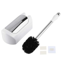 Toilet Brush Holder Set, Stainless Steel Toilet Brush with Holder Home Hotel Bathroom Handle Tool Set, Toilet Brushes & Holders (Pure White)