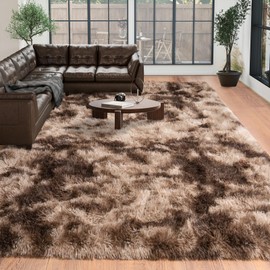 Dssimo Large Rugs 8x10 Area Rugs for Living Room,Plush Fluffy Carpets for Boy and Girls Room, Modern Soft Shag Rug for Bedroom, Non Slip, Indoor Carpet for Kids Dorms Home Office Decor, Brown