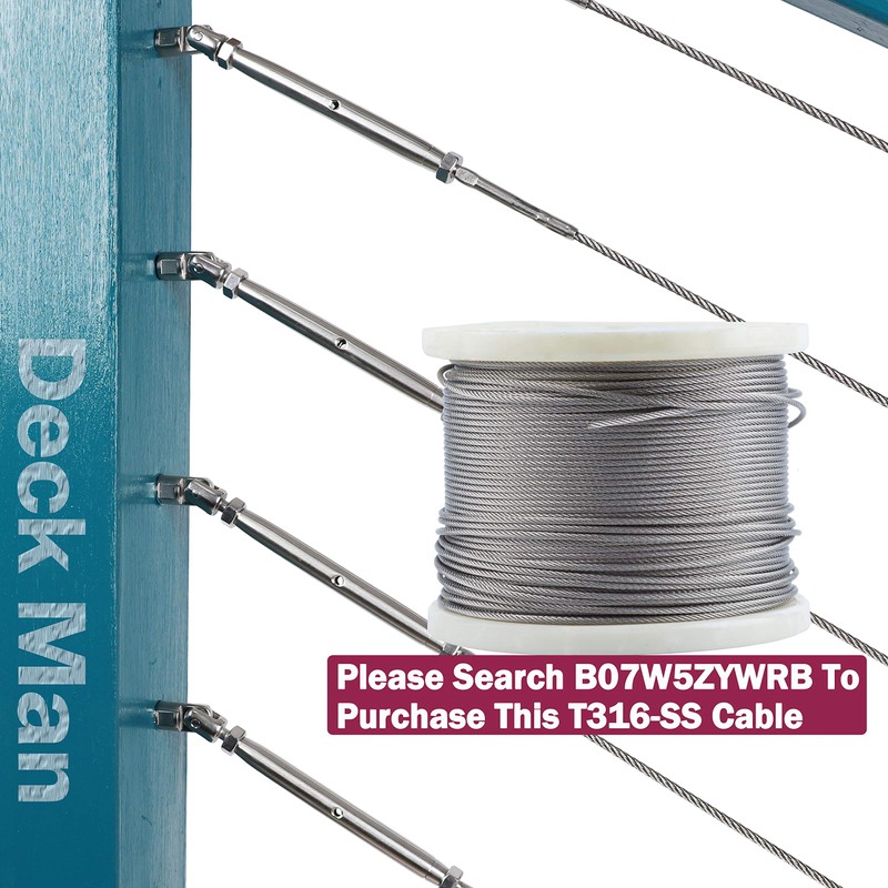 Deck Man 1/8 inch T316 Stainless Steel Adjustable Angle Single-Screw