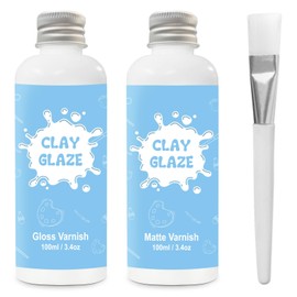 2 x 100ml Air Dry Clay Glaze, Air Dry Clay Varnish Can Not Only Used to Prevent Clay Cracking, Scratches, and Wear, Polymer Clay Glaze Can Also Having a Gloss Glaze Effect (Gloss+Matte)