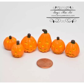 SMA 1:12 Dollhouse Miniatures Jack O Lanterns 6 pc AZ T8676