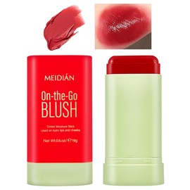 Multi-Use Blush Stick,Cream Contour Stick, for Sculpt the Cheeks, Waterproof Natural Nude Makeup,Tinted Solid Moisturizer Stick for Eyes Lips Cheek (Red, 0.6.oz)