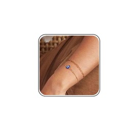 Xmsrn Vintage Layered Devil Eye Bracelet Blue Eye Bracelet Gold Hand Chain Bracelet Evil Eye Hand Chain Bracelet for Women