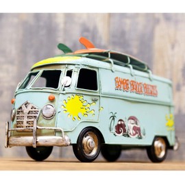Tin Old Car Wagen Bus [Paint] Handmade American Miscellaneous Goods Setagaya Base Vintage Car Wagen Bus Goods Mini Car American Miscellaneous Goods