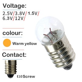 MEETOOT Set of 10pcs Screw Mini Bulb 1.5V and 5pcs E10 Mini Bulb Holder Black Plastic Pure Brass Lamp Bases Student Experiment Lighting DIY Accessories Screw Type Bulb Socket