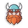 2 x 10cm Cartoon Viking Man Vinyl Stickers - Ginger