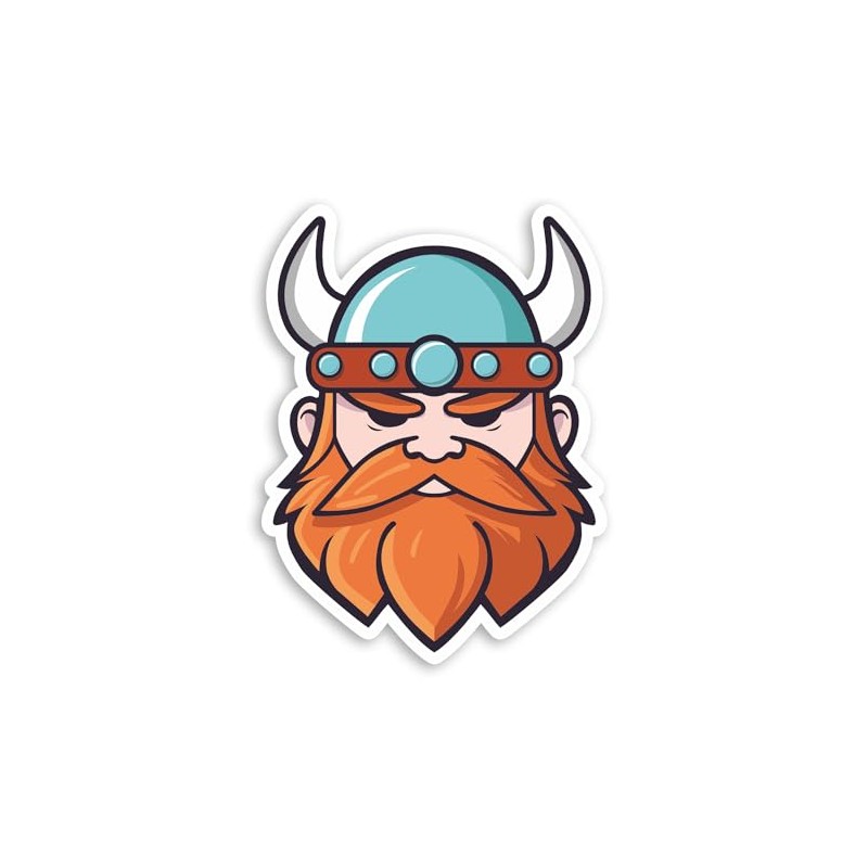 2 x 10cm Cartoon Viking Man Vinyl Stickers - Ginger