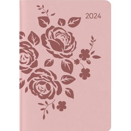 Ladytimer Mini Deluxe Salmon 2024 Pocket Calendar 8 x 11.5 cm Tucson Cover with Embossed Motif Weekly 144 Pages Alpha Edition