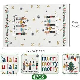 JINGTOPS Tea Towels Christmas Kitchen Towels, Hand Towel Tea Towel Christmas Decoration, Microfibre Towels for Kitchen Drying Towel, Winter Christmas Decoration Indoor Table Decoration 40 x 60 cm (4,