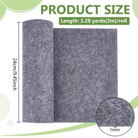 BENECREAT 118x9.4Inch Gray Felt Roll, Fabric Sheets Soft Woven Nonwoven Fabric Sheets for Crafts, Patchwork Sewing, Costumes, 1mm Thick