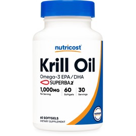 Nutricost Nutricost Krill Oil 1000mg, 60 Softgels - Omega-3 EPA-DHA Krill Oil Supplement, with Superbakrill