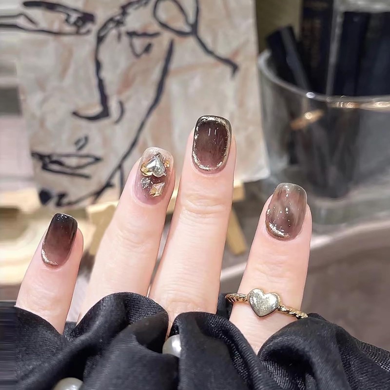 Lwenjing ネイルチップ 24枚入 手作りネイル ショート 春夏 人気 和風 かわいい シンプル