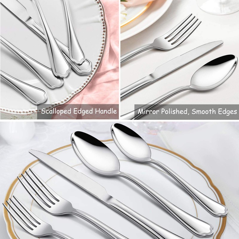 Dinner Spoons Set of 6, E-far 7.9 Inch Stainless Steel