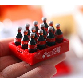 SXFSE Dollhouse Kitchen Accessories, 1:12 Dollhouse Miniature 12 Piece Soft Drink with Tray