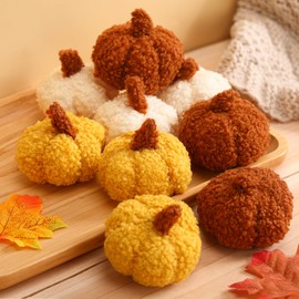 Colingmill Fall Pumpkins Decor 9 Pcs Artificial Mini Fleece Pumpkins Decorations Tiny Autumn Thanksgiving Decor for Home Farmhouse Harvest Decorative(Bright Color)