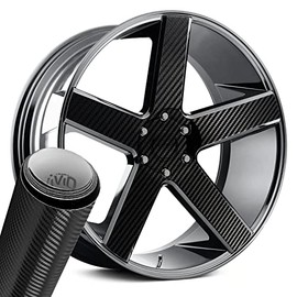 VViViD Auto Rim Air-Release Adhesive Vinyl Wrap 24 Inch x 30 Inch 4 Sheet Pack (Black Carbon 24" x 30" 4-Pack)