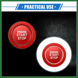 Motoforti Car Engine Start Stop Ignition Switch Button Cover Ring Trim Kit Compatible for Toyota Highlander 2020-2022, Durable Aluminum Alloy Red Long-lasting