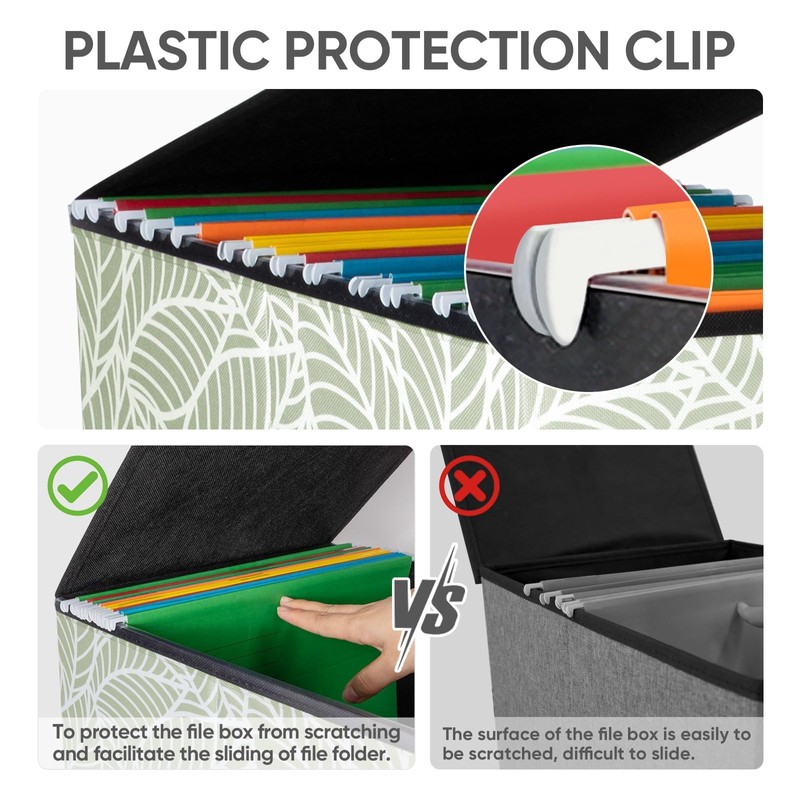 BALEINE File Organizer Box with Lid, Collapsible File Folder Organizer