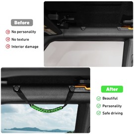 Linskip Front Seat Paracord Grab Handles for 2 Door Bronco 2025-2021, Passenger Handle Assist Support for Bronco Interior Accessories(Green)