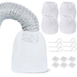 Dryer Vent Lint Catcher Bags 4 Set, Lint Trap Catcher and Filter Bag for Lint and Dust Catching, Indoor Outdoor Ventless Dryer Vent Cleaning Kit