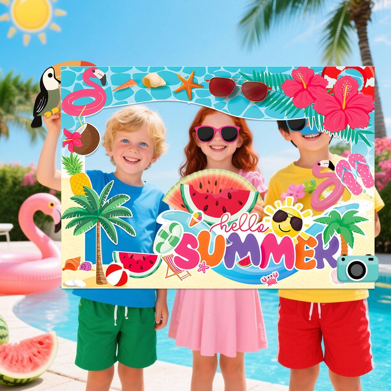 Summer Party Photo Booth Props Frame Pool Party DecorationsSummer Party