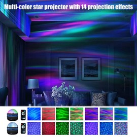XYDongtong XYDongtong 2 in 1 Northern Lights and Ocean Wave Projector with 14 Effects of Galaxy Light for Game Rooms, Parties, Light Projector for Bedroom, led Light Projector for Room Home Decorations