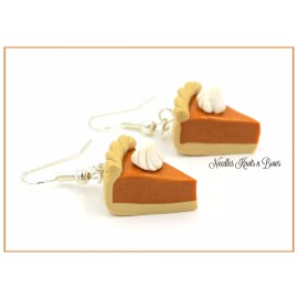 Unbranded Pumpkin Pie Dangle Earrings, Fall, Thanksgiving Food Baking Drop Earrings, USA