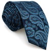 [S&W SHLAX&WING] Men's Necktie Set Necktie Paisley Dark Blue Turquoise,