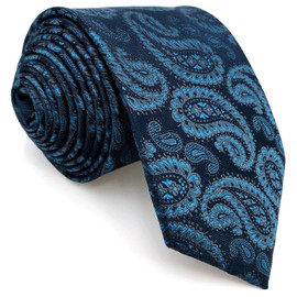 [S&W SHLAX&WING] Men's Necktie Set Necktie Paisley Dark Blue Turquoise, 8cm x 147cm Necktie