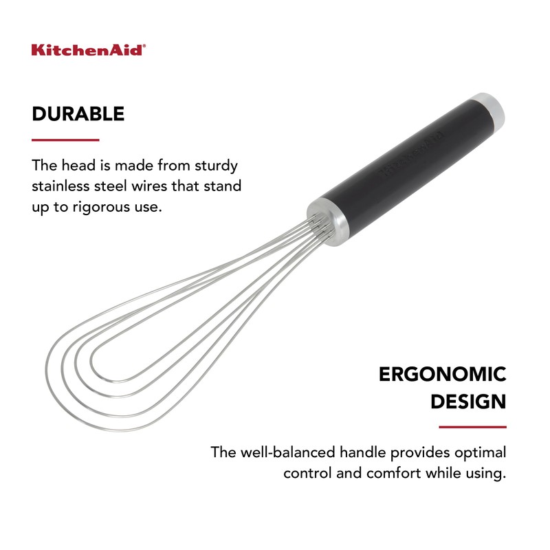 KitchenAid Flat Whisk, Black, 11.5-Inch