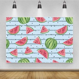 Renaiss 7x5ft Watermelon Backdrop for Photoshoot Artistic Portrait Watermelon Flesh Peel Stripes Photography Background Wedding Birthday Baby Shower Summer Holiday Party Decors Photo Studio Props