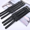 Mens Leather Wide Band Handmade Triple Strap Cuff Medieval Wrap