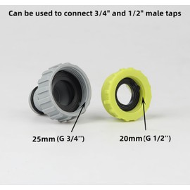 4 Pack Garden Hose Tap Connector - 3/4 inch & 1/2 inch 2-in-1 Plastic Female Threaded Tap Connector for Hosepipe, Threaded Faucet Adapter，Hose Connector Set for Garden Irrigation