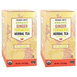 Trader Joes Organic Ginger Turmeric Herbal Tea 20 envelopes each - PACK OF 6