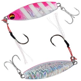 DAIWA Metal Jig, Flat Jigg, Hirametal R, 1.1 oz (30 g), Pink Zebra Glow Lure