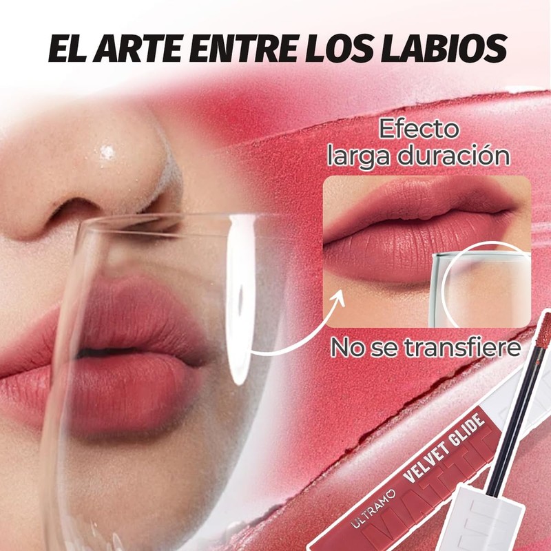 ULTRAMO Labial Líquido Mate Labial Matte de Larga Duración 8