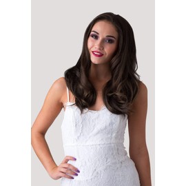 Brown half wig hairpiece (3/4 wig), gently layered: Briar chestnut brown #8