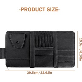 Organizador para Visera de Coche, Visera para Auto, Bolsa Organizadora de Cuero PU para Gafas, Tarjetas, Documentos y Accesorios del Automóvil