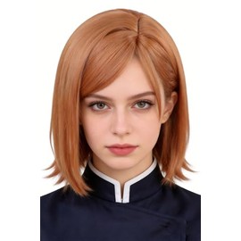 Brown Side Parted Peluca Corta Bob Styling Peluca para Niñas de Halloween Cosplay Pelucas