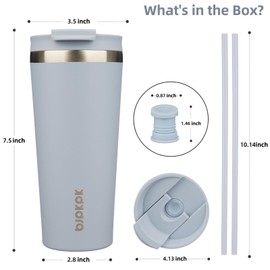 BJPKPK 22oz Stainless Steel Insulated Tumbler With lid And Straw Travel Coffee Thermal Tumblers Cup For Women And Men,Modern Blue