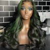 QD-Tizer Green Highlights Lace Front Wigs 13x4 Glueless Body Wave
